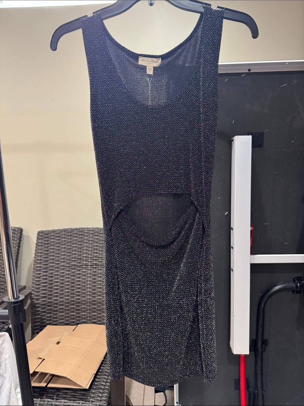 See You Monday Black Sparkle Sleeveless Midi Dress